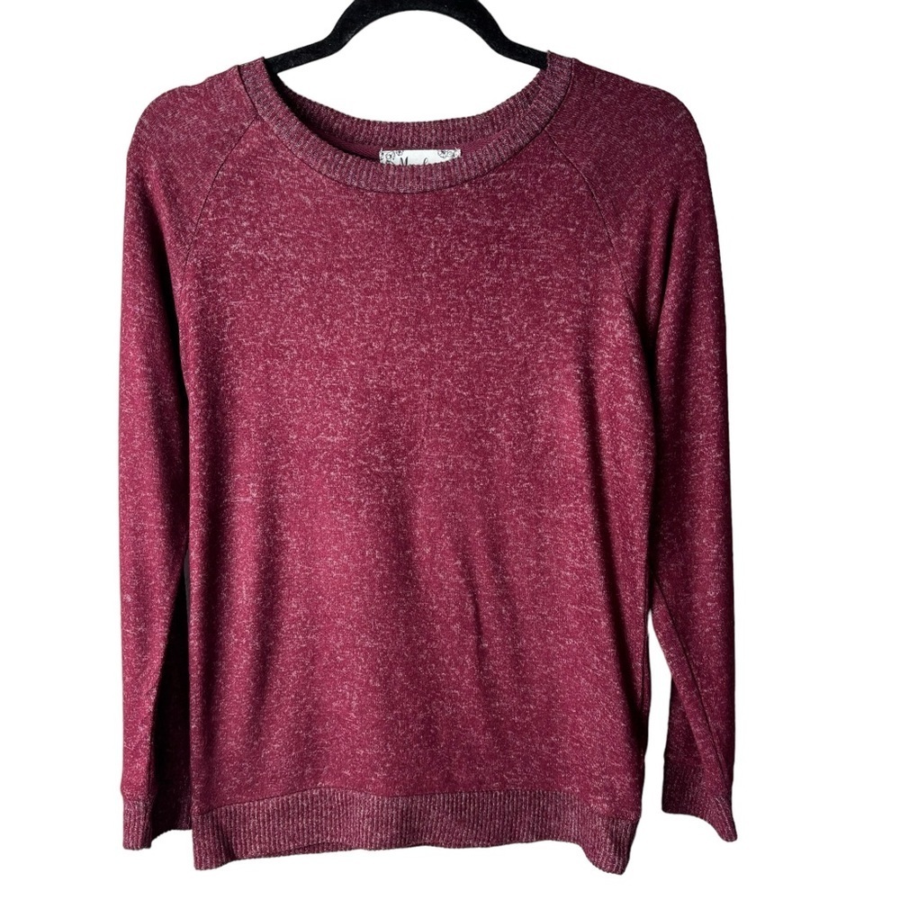 Moondance Heathered Maroon Long Sleeve Round Neck Top Size X-Small NEW